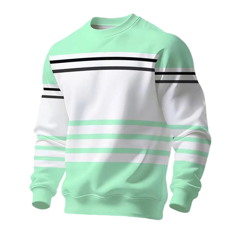 Men's Striped Colorblock Long Sleeve Sweatshirt