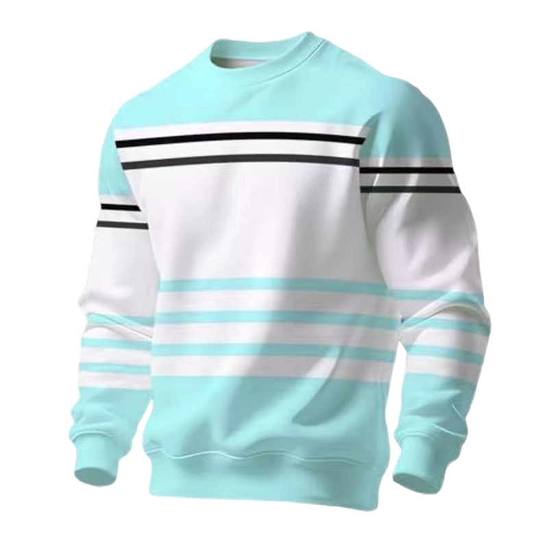 Men's Striped Colorblock Long Sleeve Sweatshirt