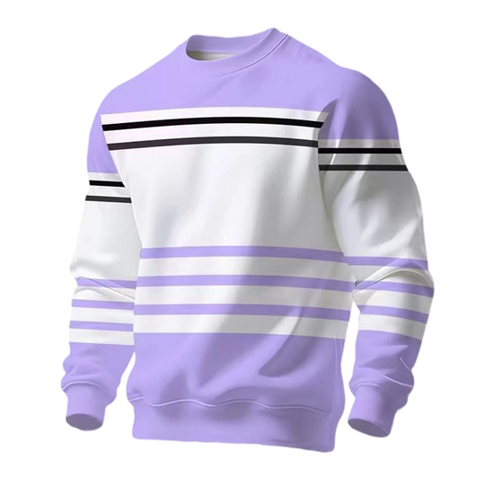 Men's Striped Colorblock Long Sleeve Sweatshirt