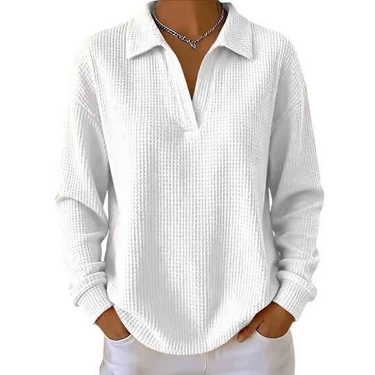 Women's Knit V-Neck Long Sleeve Top
