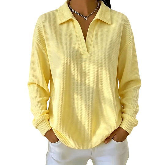 Women's Knit V-Neck Long Sleeve Top