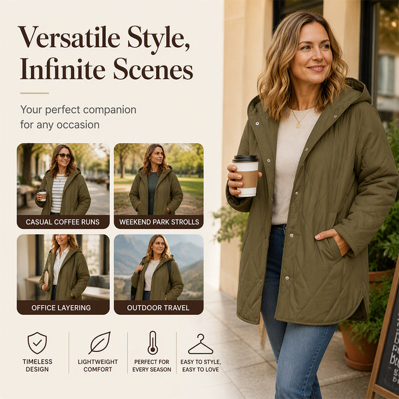 💎 Premium Comfort | Women's Diamond-Quilted Hooded Padded Coat