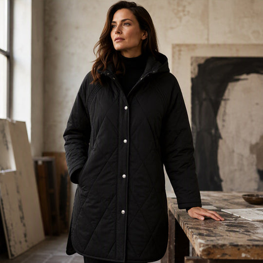 💎 Premium Comfort | Women's Diamond-Quilted Hooded Padded Coat