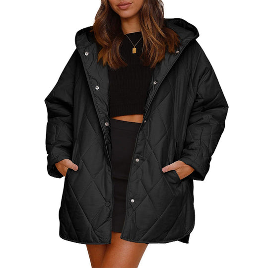 💎 Premium Comfort | Women's Diamond-Quilted Hooded Padded Coat