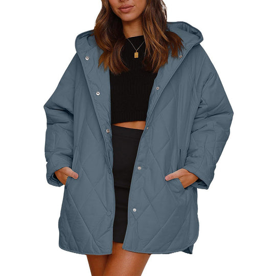 💎 Premium Comfort | Women's Diamond-Quilted Hooded Padded Coat