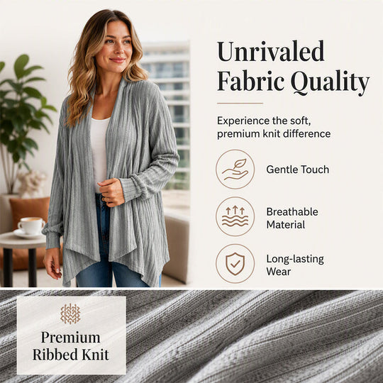 ⏳LAST DAY SALE ONLY ￡19.99!!🧶Women's Casual Draped Open Front Cardigan – Cosy, Flattering & Effortlessly Chic