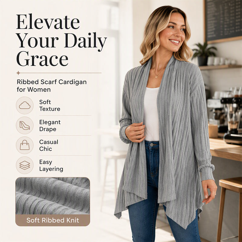 ⏳LAST DAY SALE ONLY ￡19.99!!🧶Women's Casual Draped Open Front Cardigan – Cosy, Flattering & Effortlessly Chic