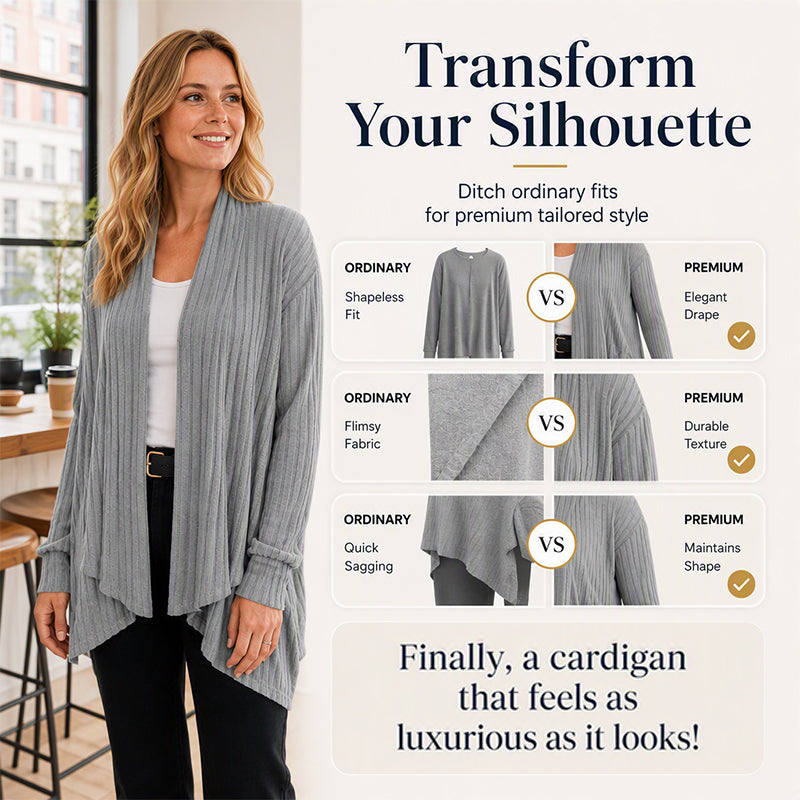 ⏳LAST DAY SALE ONLY ￡19.99!!🧶Women's Casual Draped Open Front Cardigan – Cosy, Flattering & Effortlessly Chic