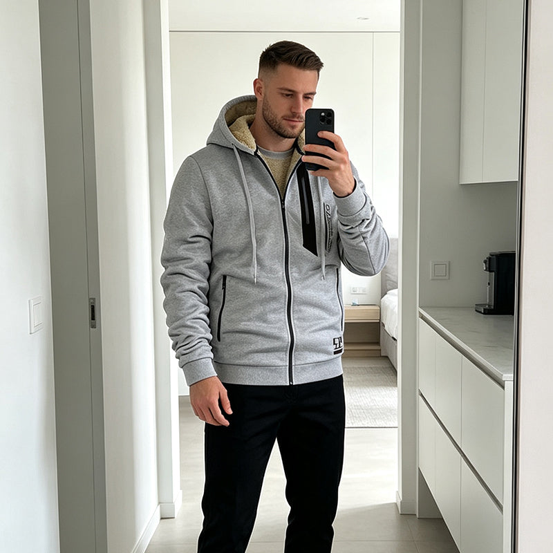 ❄️ Built for Cold Days | Men's Thick Plush-Lined Hooded Jacket ⚡ Free Shipping