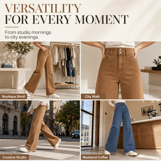 👖 Longer-Looking Legs | Women's High-Waisted Wide-Leg Jeans