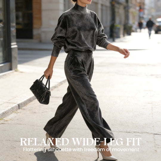 Women’s Casual Warm Top & Wide Leg Pants 2-Piece Set