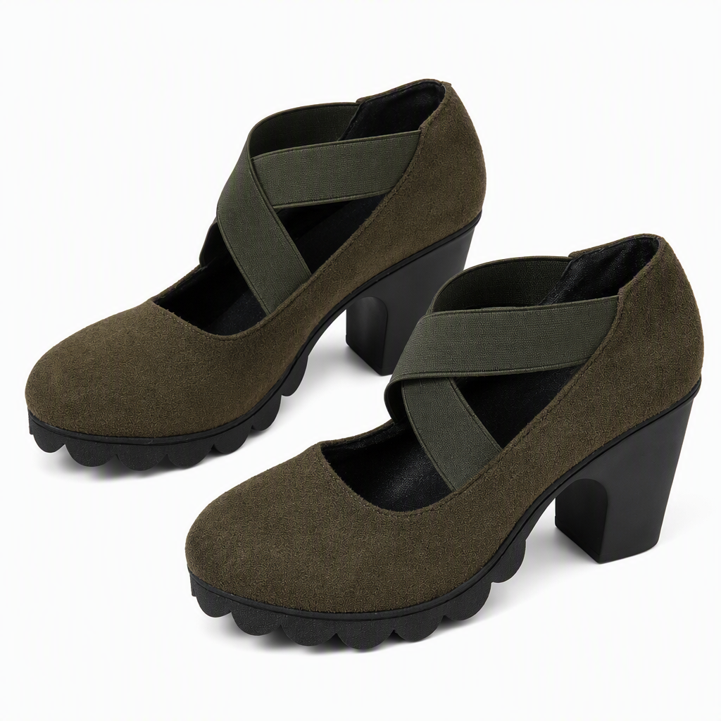 👠 Stable Steps, Retro Charm | Women's Crisscross Platform Mary Jane Heels
