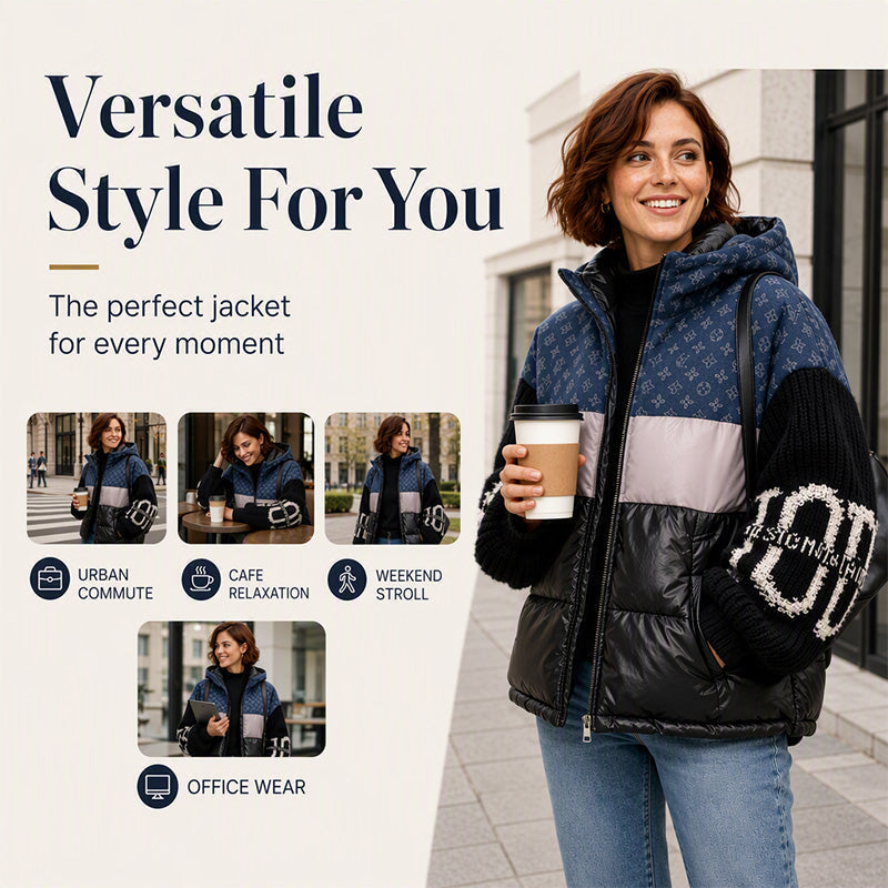 Women's Patchwork Hooded Puffer Jacket