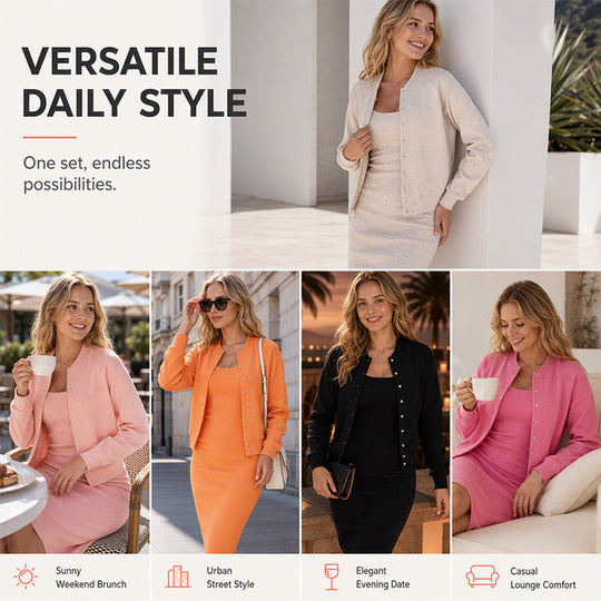 Women's Elegant Camisole Dress & Cropped Jacket Set