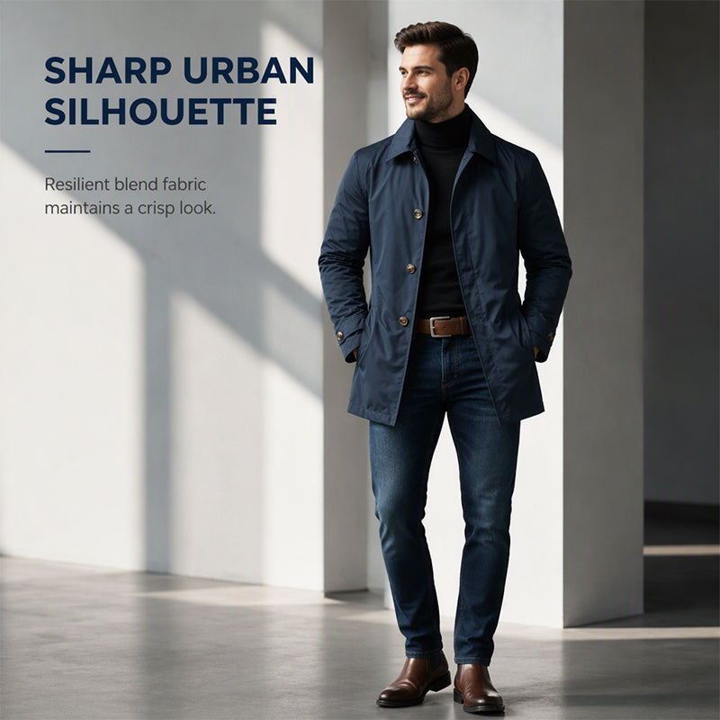 Men's Waterproof Mid-Length Trench Coat