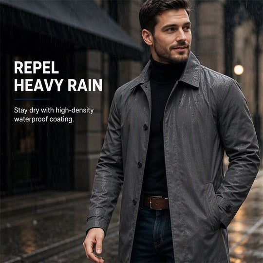 Men's Waterproof Mid-Length Trench Coat