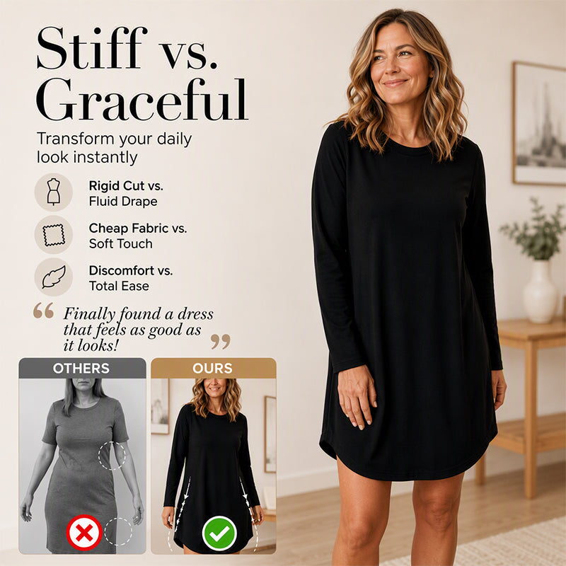 👗✨Women's Long Sleeve T-Shirt Dress with Pockets✨