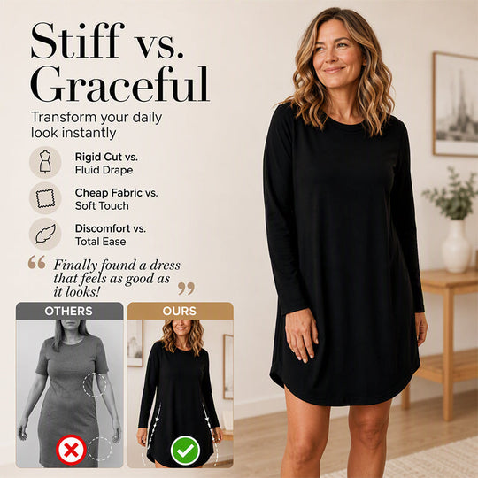 👗✨Women's Long Sleeve T-Shirt Dress with Pockets✨