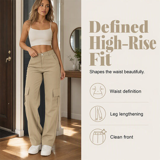 👖 More Pockets, Easy Movement | Women's High-Waist Straight-Leg Cargo Pants