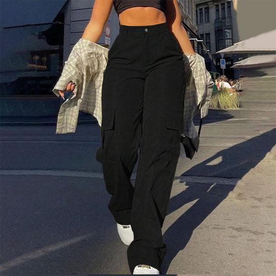👖 More Pockets, Easy Movement | Women's High-Waist Straight-Leg Cargo Pants