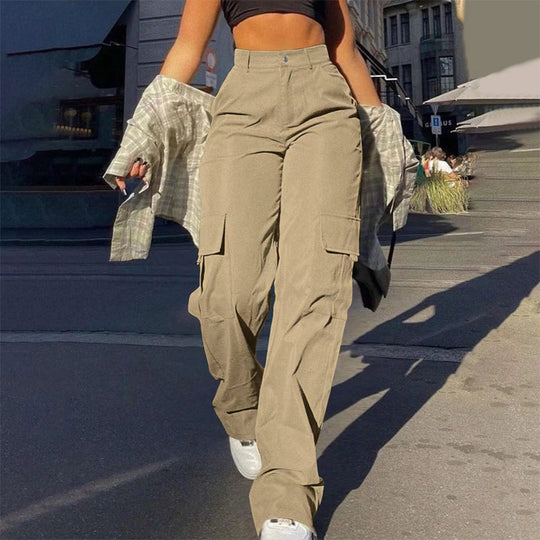 👖 More Pockets, Easy Movement | Women's High-Waist Straight-Leg Cargo Pants