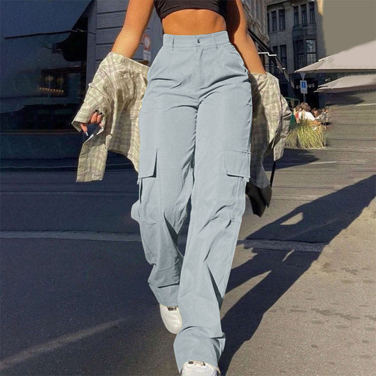 👖 More Pockets, Easy Movement | Women's High-Waist Straight-Leg Cargo Pants