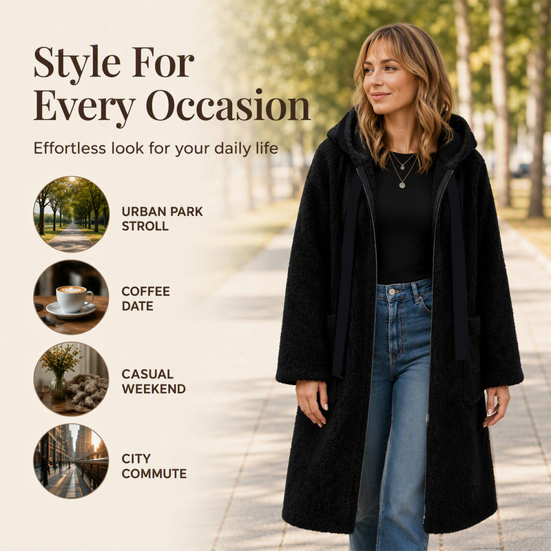 Women's Cozy Long Faux Fur Hooded Coat