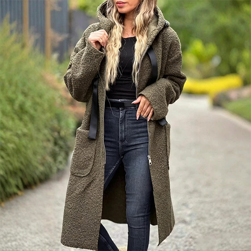 Women's Cozy Long Faux Fur Hooded Coat