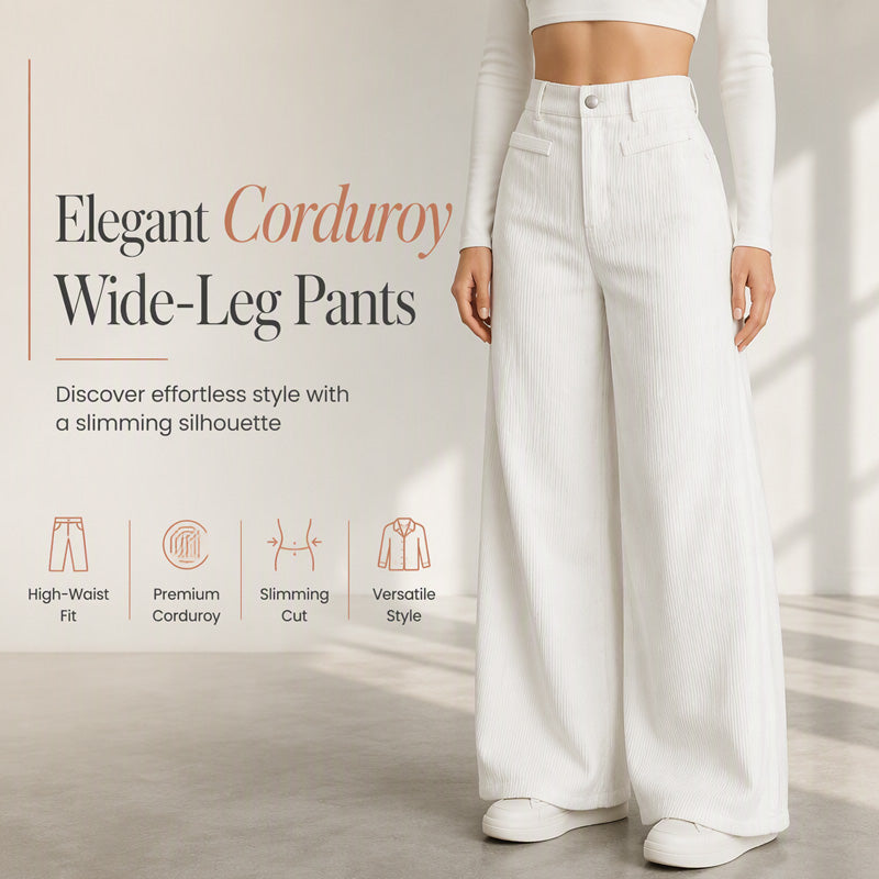Women's High Waist Corduroy Wide-Leg Pants 