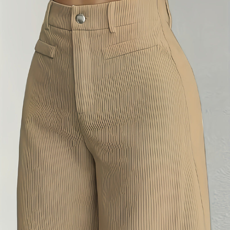 Women's High Waist Corduroy Wide-Leg Pants 