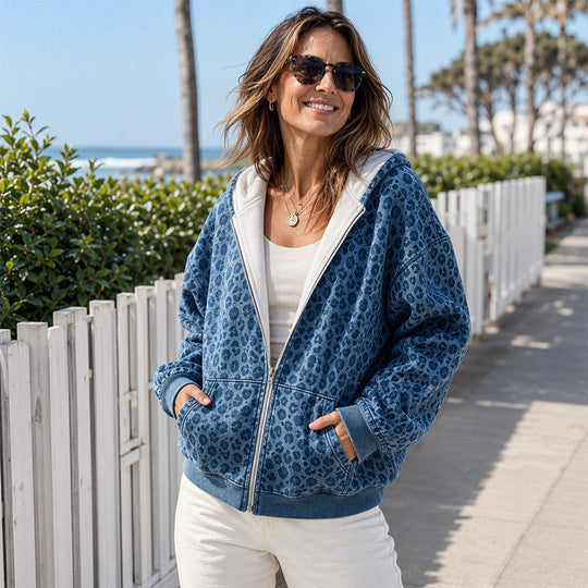 ⌛Limited-Time Offer-Women's Leopard Print Zip-Up Hoodie