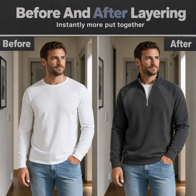 Men's Casual Warm Half-Zip Sweatshirt