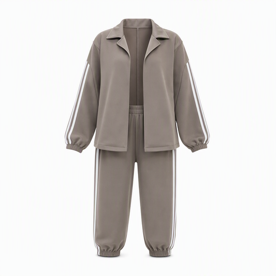 ⏰ Last Day Sale 50% Off | Women's Oversized Shirt & Side-Stripe Jogger 2-Piece Set