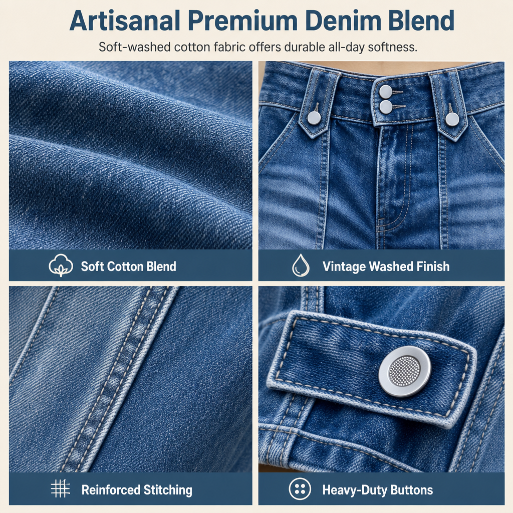 👖 Retro Denim Style | Women's High-Waisted Double-Button Wide-Leg Jeans