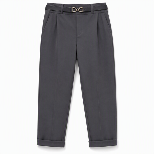 ✨ Polished Fit, Flexible Comfort | Women's Pleated Double-Ring Tapered Pants