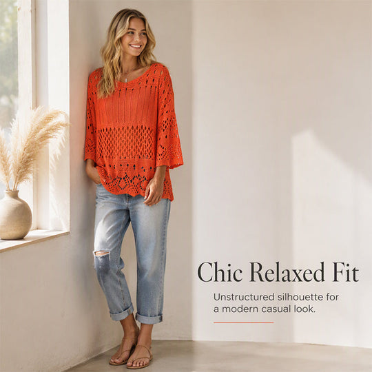 Women's Hollow-Out Crochet Knit Sweater