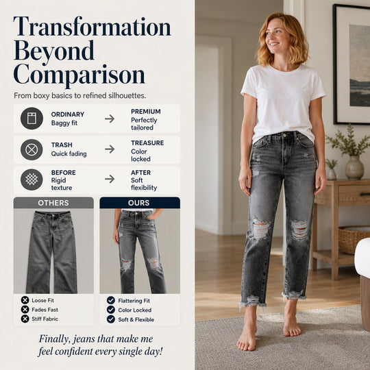 👖 Vintage Edge, Effortless Style | Women's Distressed Ripped Jeans