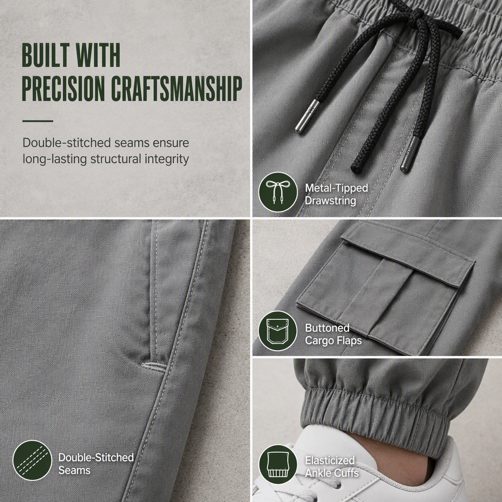 👖 Utility Pockets, Easy Movement | Men's Drawstring Cargo Jogger Pants