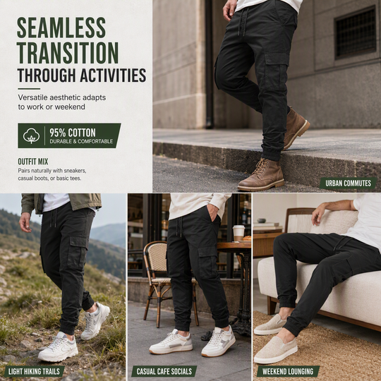 👖 Utility Pockets, Easy Movement | Men's Drawstring Cargo Jogger Pants