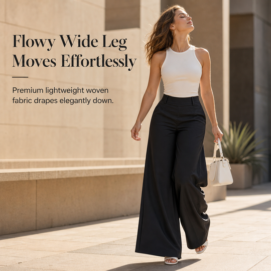 👖 Tailored Waist, Flattering Drape | Women's High-Waist Wide-Leg Pants
