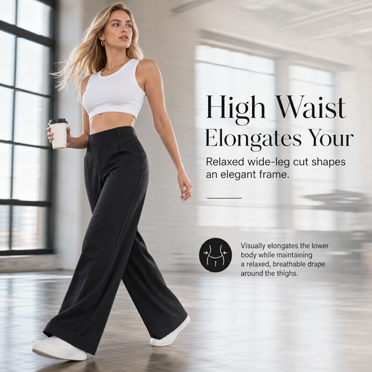 👖 Tailored Waist, Flattering Drape | Women's High-Waist Wide-Leg Pants