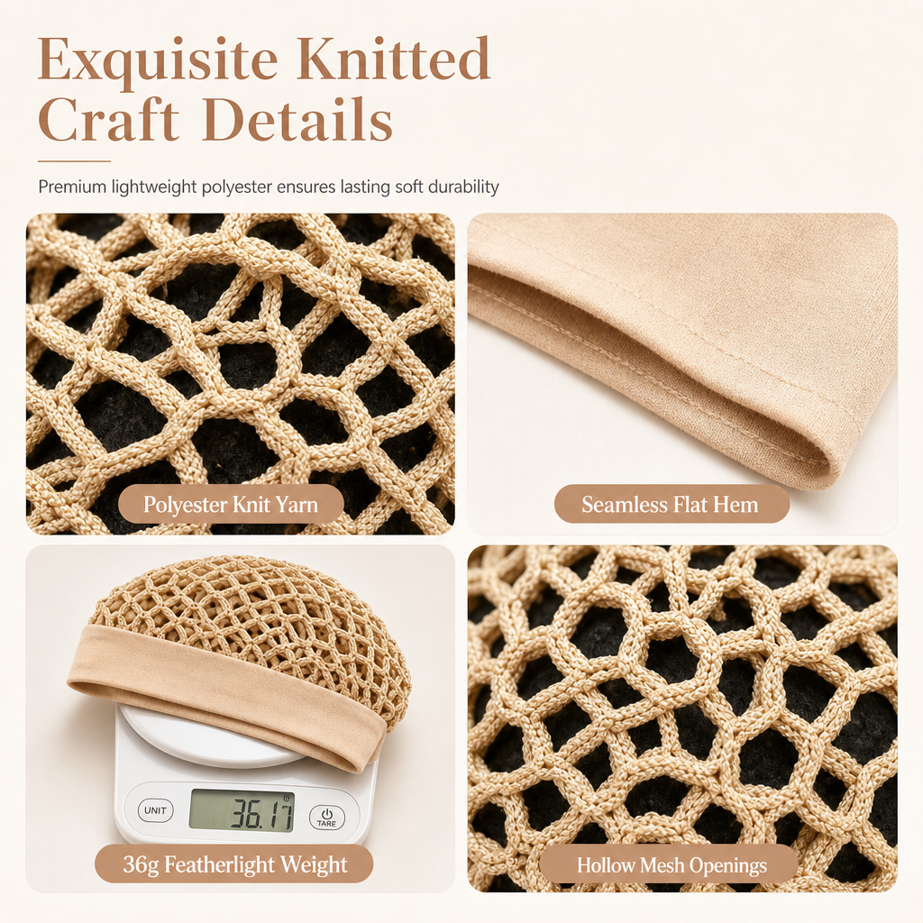 🌿 Breathable Comfort, Stay-Put Fit | Women's Wide-Band Mesh Hair Cover