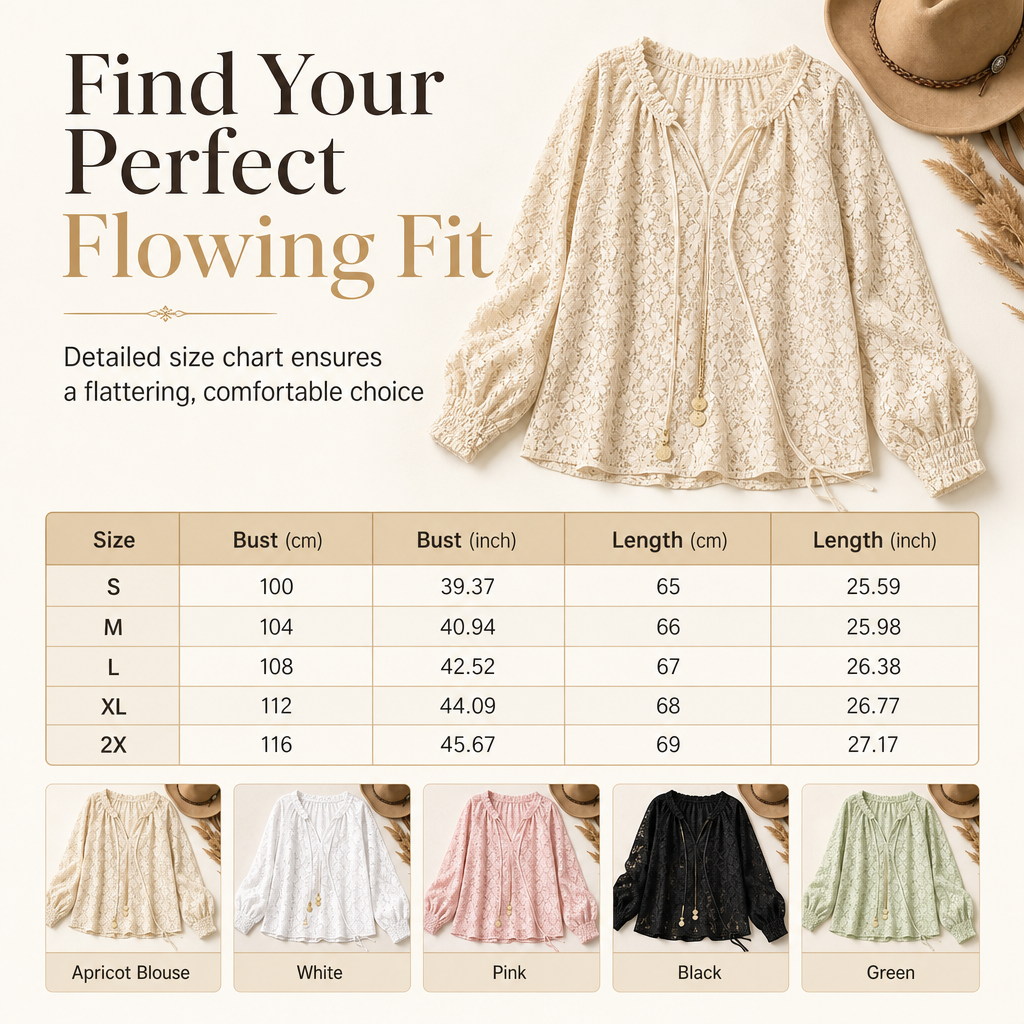 🌸 Delicate Floral Lace, Effortless Drape | Women's Loose-Fit Crochet Blouse