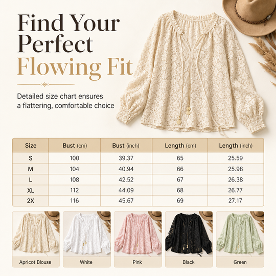 🌸 Delicate Floral Lace, Effortless Drape | Women's Loose-Fit Crochet Blouse