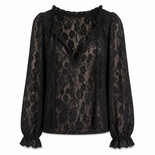 🌸 Delicate Floral Lace, Effortless Drape | Women's Loose-Fit Crochet Blouse