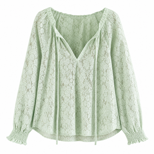 🌸 Delicate Floral Lace, Effortless Drape | Women's Loose-Fit Crochet Blouse