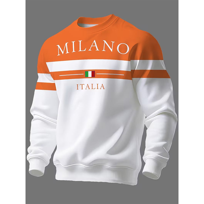 Milano Italia Style, Bold Contrast | Men's Striped Graphic Sweatshirt