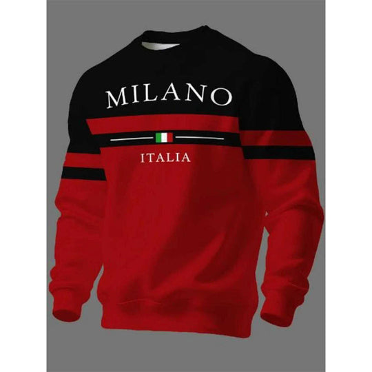 Milano Italia Style, Bold Contrast | Men's Striped Graphic Sweatshirt