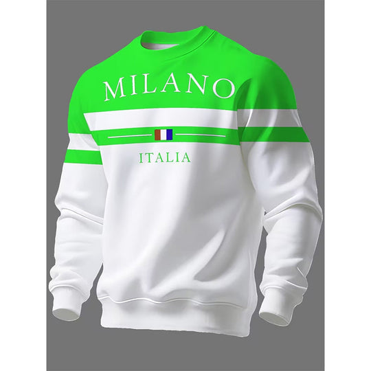Milano Italia Style, Bold Contrast | Men's Striped Graphic Sweatshirt