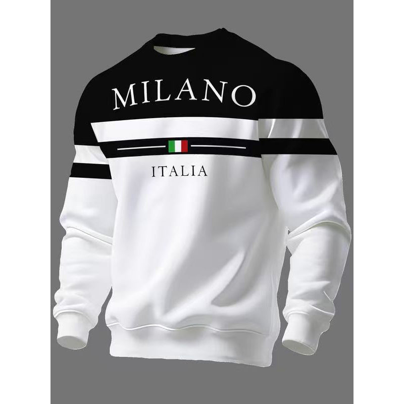 Milano Italia Style, Bold Contrast | Men's Striped Graphic Sweatshirt